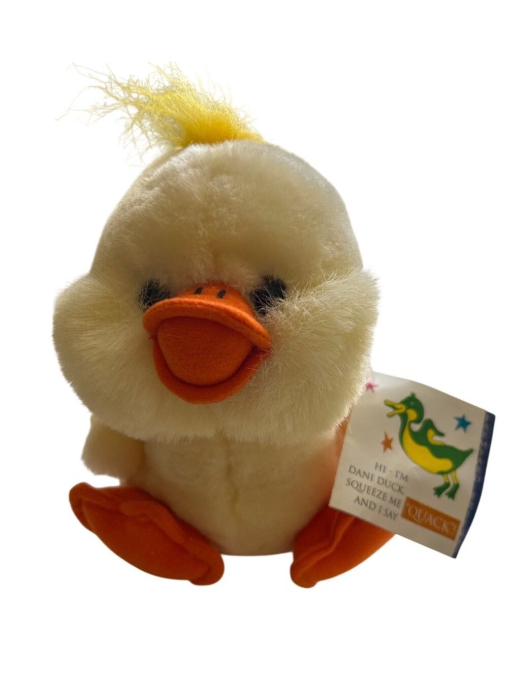 Vtg Old MacDonalds Farmyard Friends Dani Duck Plush Yellow & Orange NON WORKING